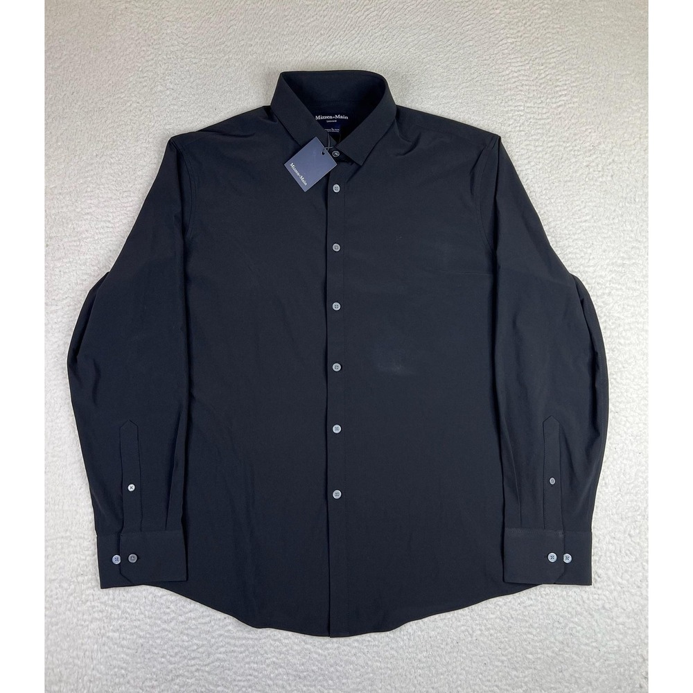 Mizzen+Main Solid Black Long-Sleeve Dress Shirt